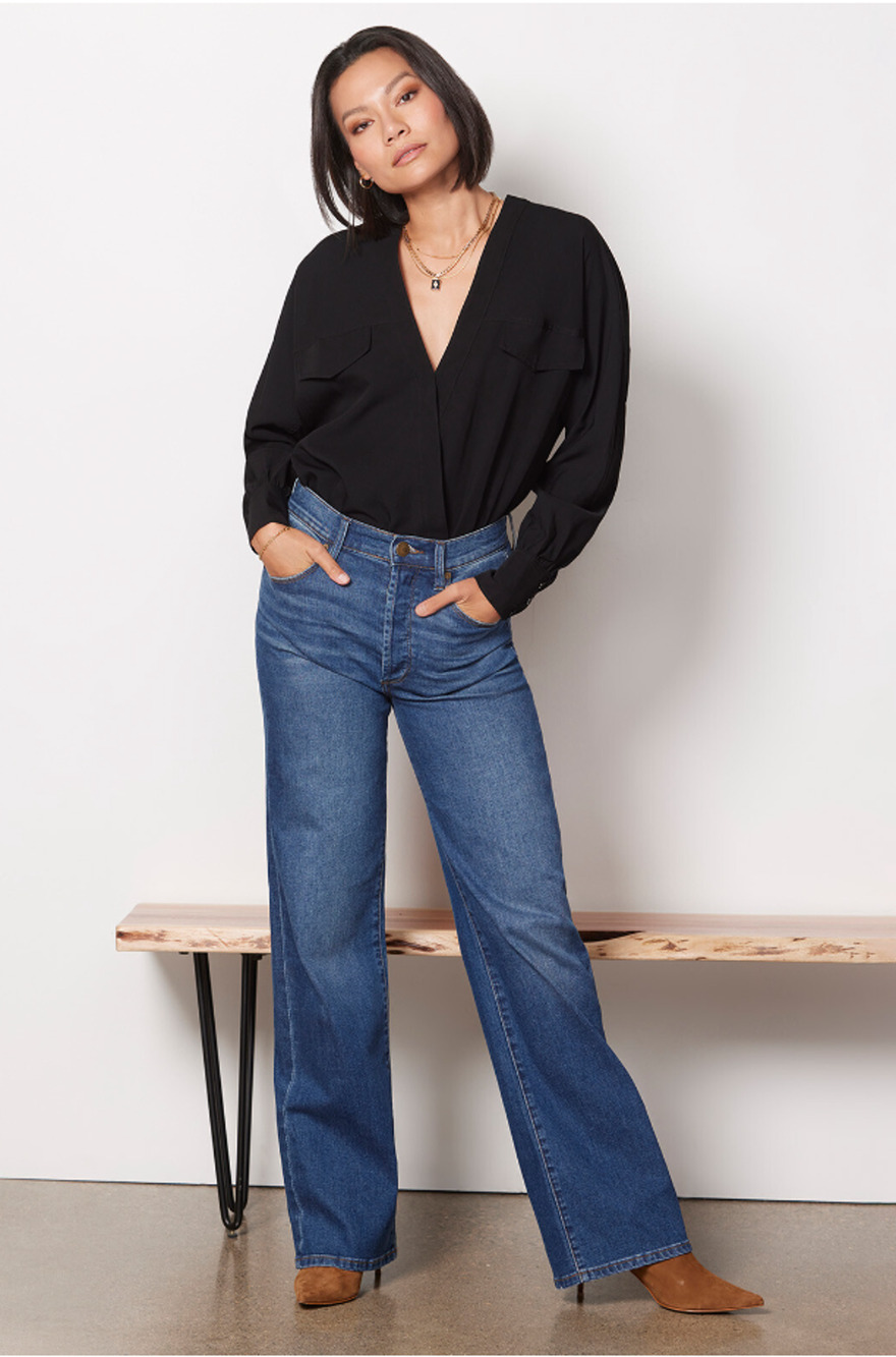 GOOD AMERICAN NWT Utility Surplice Bodysuit in Black // Medium